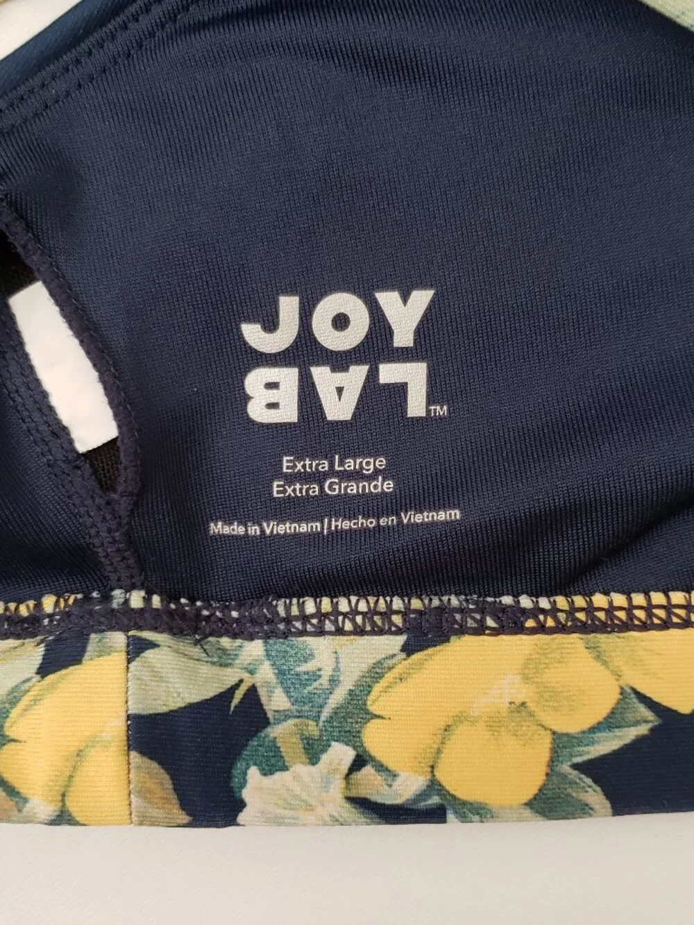 Joy Lab size XL navy floral sports bra cross back